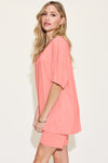 Basic Bae Bamboo Full Size V-Neck Drop Shoulder T-Shirt and Shorts Set