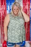 Renee Ruffle Tank Top - Camo
