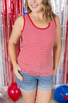 Micro Striped Tank - Red