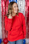 IN STOCK Vintage Wash Pocket Pullover - Red