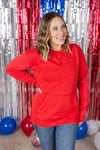 IN STOCK Vintage Wash Pocket Pullover - Red