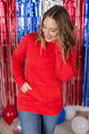IN STOCK Vintage Wash Pocket Pullover - Red
