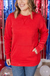 IN STOCK Vintage Wash Pocket Pullover - Red