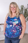 Luxe Crew Tank - Navy Floral Bliss