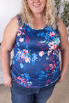 Luxe Crew Tank - Navy Floral Bliss