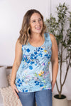 Luxe Crew Tank - Light Blue Floral Bliss
