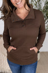 IN STOCK Whitley Waffle Snap Pullover - Brown