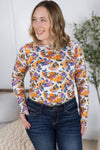 IN STOCK Blair Long Sleeve Top - Autumn Purple Abstract