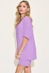 Basic Bae Bamboo Full Size V-Neck Drop Shoulder T-Shirt and Shorts Set