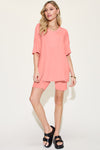 Basic Bae Bamboo Full Size V-Neck Drop Shoulder T-Shirt and Shorts Set