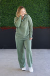 IN STOCK Wide Leg Vintage Wash Bottoms - Olive