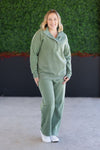 IN STOCK Wide Leg Vintage Wash Bottoms - Olive