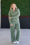 IN STOCK Wide Leg Vintage Wash Bottoms - Olive