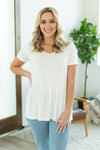 IN STOCK Sarah Ruffle Short Sleeve - Ivory | Women's Top