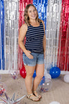 Tiffany Tank - Navy and White Stripes