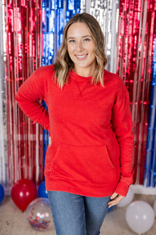 IN STOCK Vintage Wash Pocket Pullover - Red