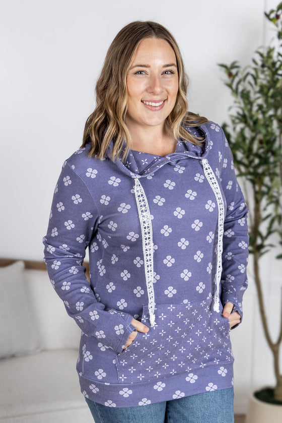 IN STOCK Hailey Pullover Hoodie - Slate Purple Floral