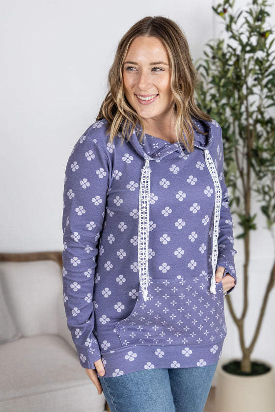 IN STOCK Hailey Pullover Hoodie - Slate Purple Floral