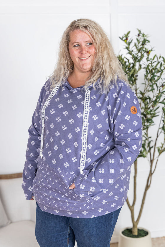 IN STOCK Hailey Pullover Hoodie - Slate Purple Floral