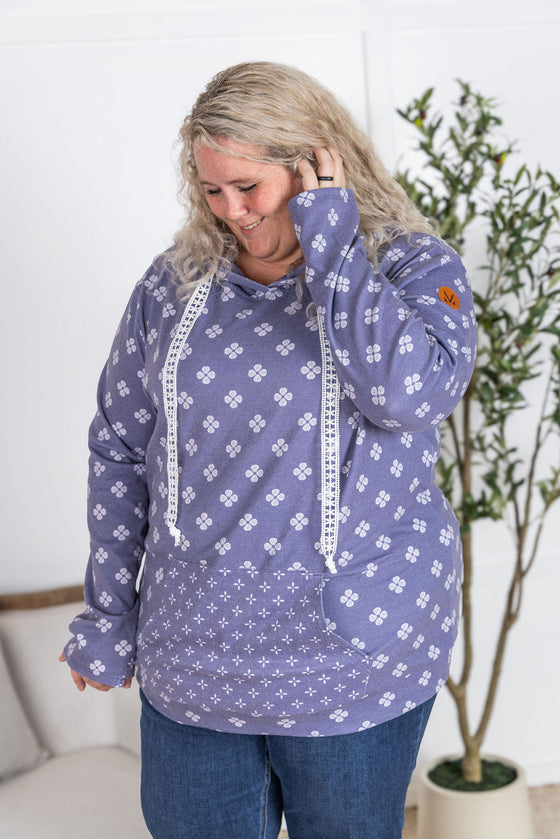 IN STOCK Hailey Pullover Hoodie - Slate Purple Floral