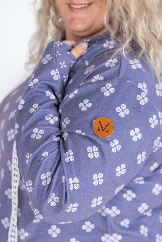 IN STOCK Hailey Pullover Hoodie - Slate Purple Floral