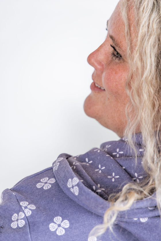 IN STOCK Hailey Pullover Hoodie - Slate Purple Floral