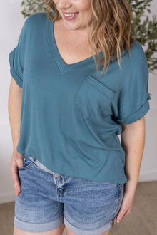  Sierra Pocket Top - Light Teal