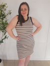 IN STOCK Mariah Ribbed Dress - Mocha Stripes