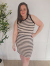 IN STOCK Mariah Ribbed Dress - Mocha Stripes