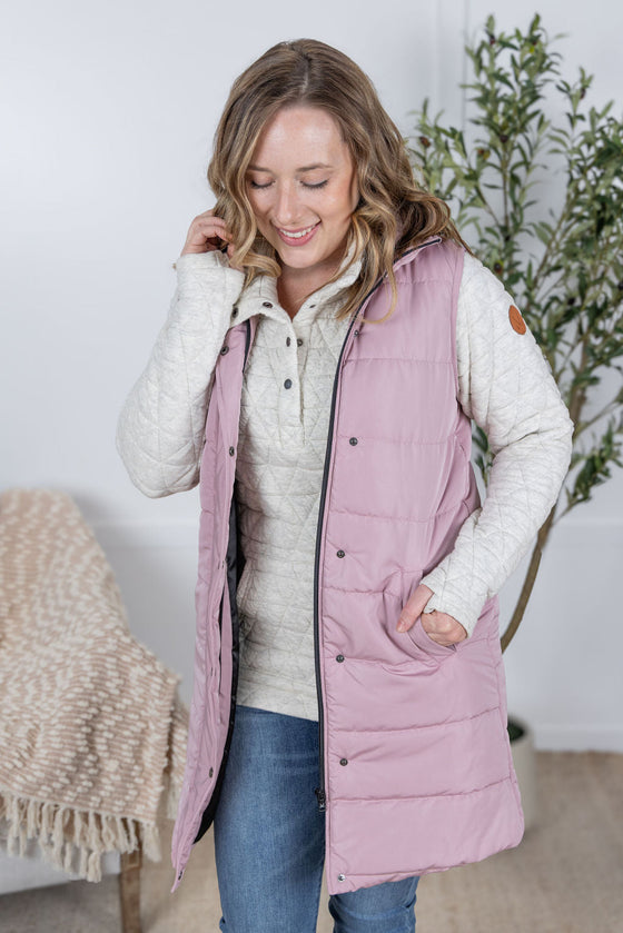 Harlow Long Vest - Blush