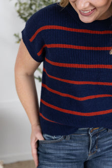  IN STOCK Striped Sweater Top - Navy