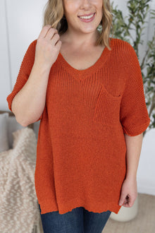  IN STOCK Annie Open Knit Top - Pumpkin