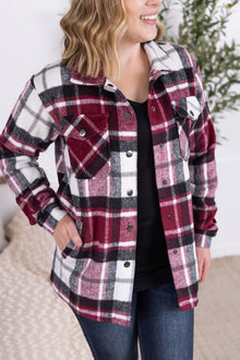  IN STOCK Norah Plaid Shacket - Merlot Mix