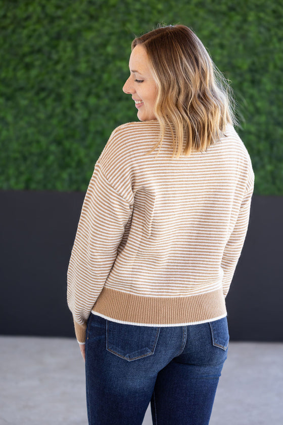 IN STOCK Miley Striped Sweater - Latte