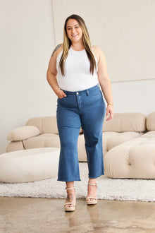  RFM Crop Chloe Full Size Tummy Control High Waist Raw Hem Jeans