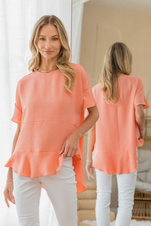  Sew In Love Round Neck Ruffled Top
