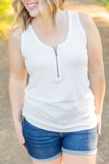  zipper tank top white womens white tank tops