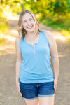 IN STOCK Mila Zipper Tank - Blue