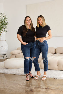  RFM Crop Dylan Full Size Tummy Control Distressed High Waist Raw Hem Jeans