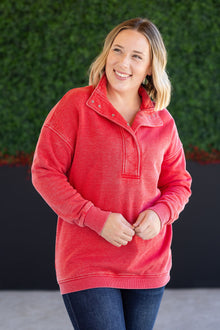  IN STOCK Jesse Vintage Wash Snap Pullover - Red