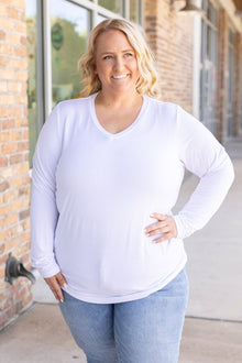   Larissa Long Sleeve - White | Women's V-Neck Top