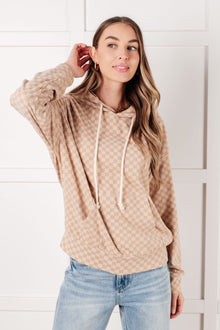  Ask Me Out Checkered Hoodie in Khaki