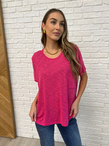  Basically Flowing Dolman Sleeve Top in Hot Pink