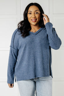  Basically Freezing Brushed Hacci Top in Dusty Blue