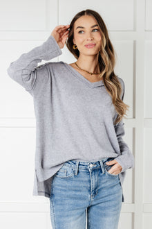  Basically Freezing Brushed Hacci Top in Heather Grey