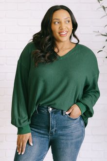  Good Things Are Coming V-Neck Top in Green