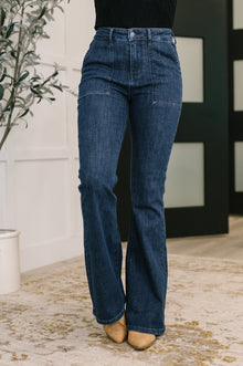  Jada High Waist Flare with Patch Pockets