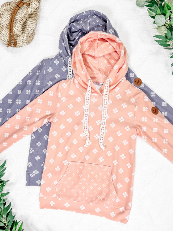 IN STOCK Hailey Pullover Hoodie - Slate Purple Floral
