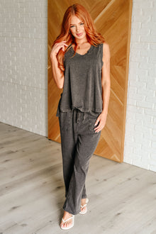  Taking It Easy Tank and Pants Set in Black