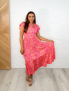  The Way You Move Flutter Sleeve Dress in Fuchsia